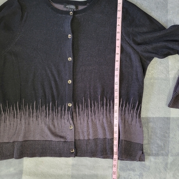 H By Halston Black Gray Knit Long Sleeve Cardigan Sweater Layering Size 1X - Picture 9 of 9